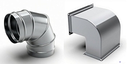 Отводы из нержавеющей стали (круглые, прямоугольные) 90 градусов