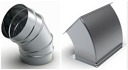 Отводы из нержавеющей стали (круглые, прямоугольные) 45 градусов