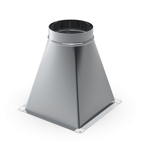 Переход с прямоугольного на круглое сечение из нержавеющей стали AiSi 430 0,8мм